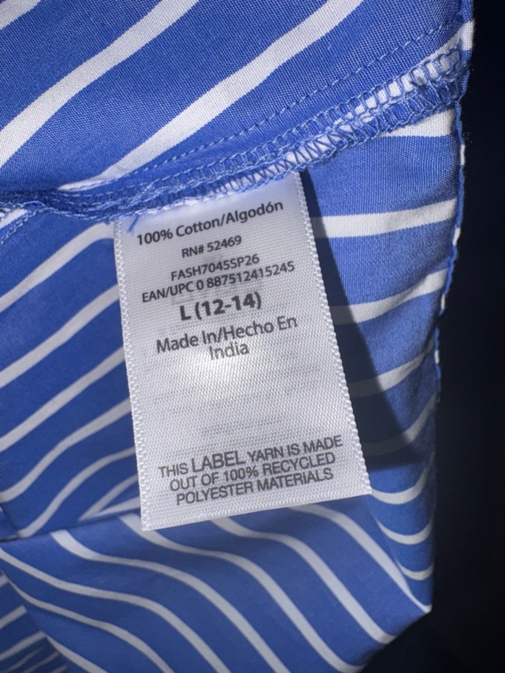 Blue and White Striped Long-Sleeve Button-Front Midi Dress with Tie Waist - Picture 6 of 6